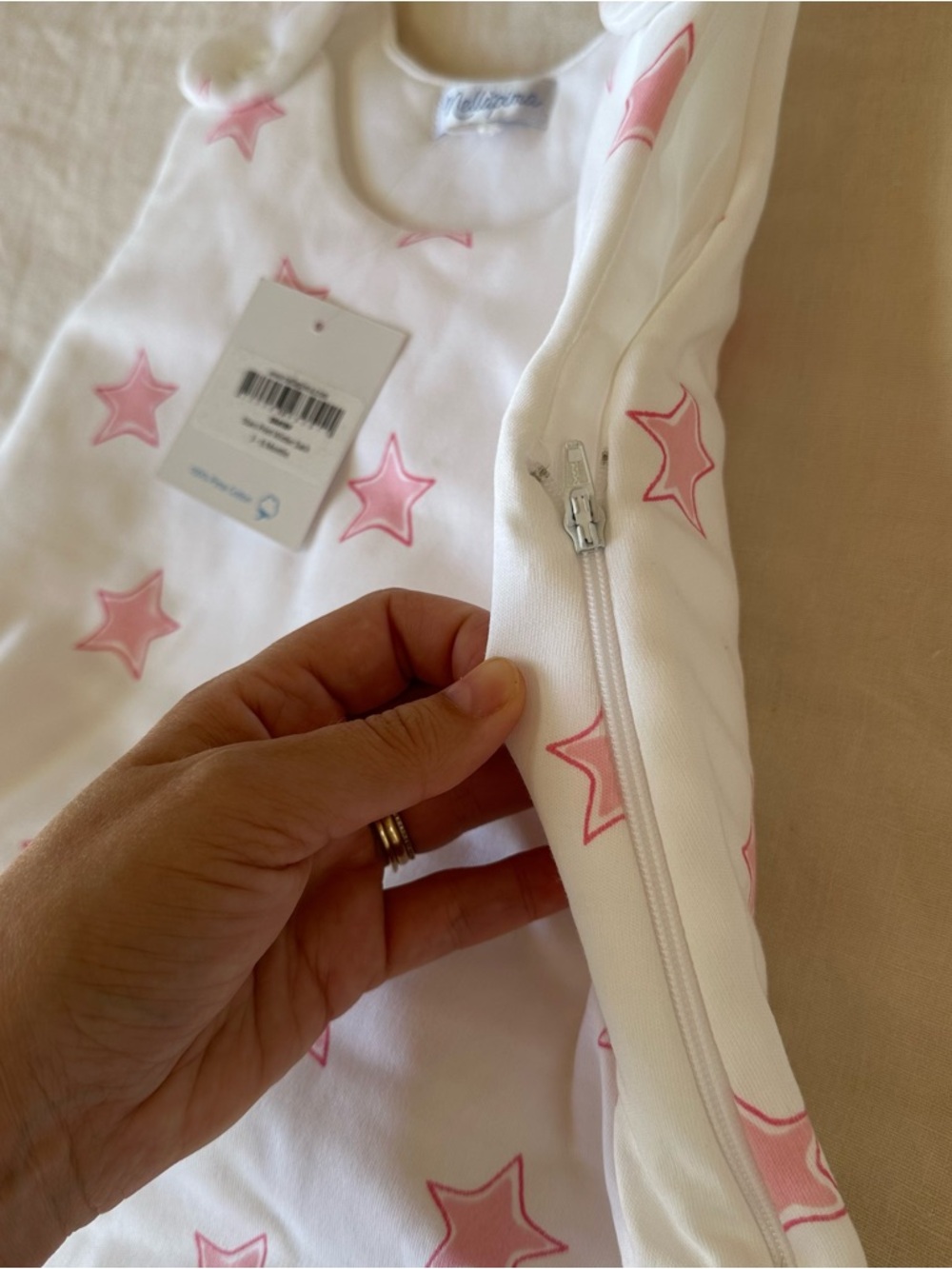 Nellapima Pink Stars Print Sleep Sack Blanket Bib Hat 4 Piece Set NEW NWT - Picture 6 of 7